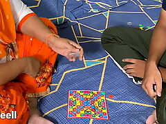 Hindi housewife and campaigner play Ludo, leading to a steamy encounter with ample bosom display.