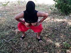 Sexy Indian Muslim wife performs outdoor yoga in the nude.